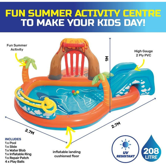 Bestway Inflatable Lava Lagoon Pool Water Play Centre For Kids 265x104cm Splash Large