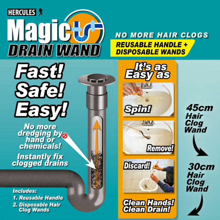2xmagic drain wand Drain Cleaning Hair Clog Tool Clean Wands Brush set