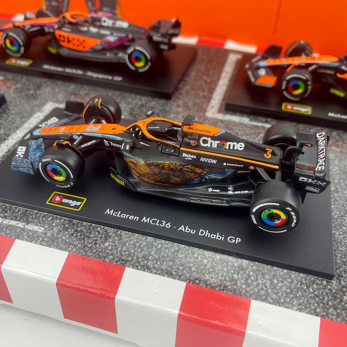 Burago 1:43 Formula Racing Die Cast With Plastic Part Mclaren 6 Pack Car Model