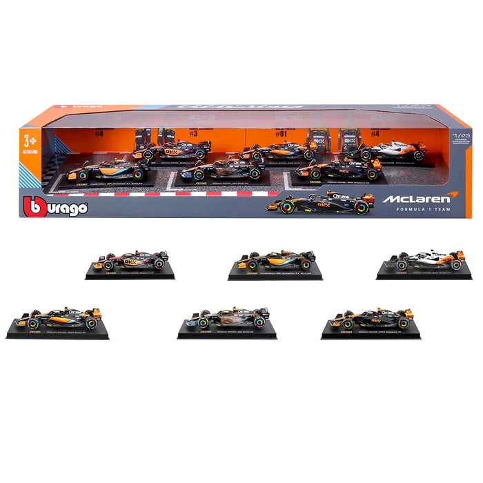Burago 1:43 Formula Racing Die Cast With Plastic Part Mclaren 6 Pack Car Model