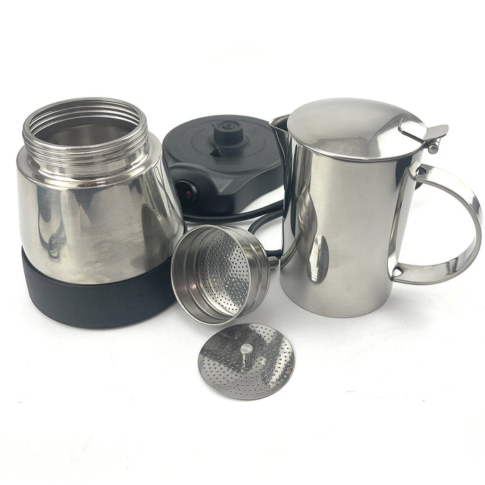 Electric Moka Coffee Maker Stainless Steel NEW Italian Classic Espresso 6 Cups Trade Me