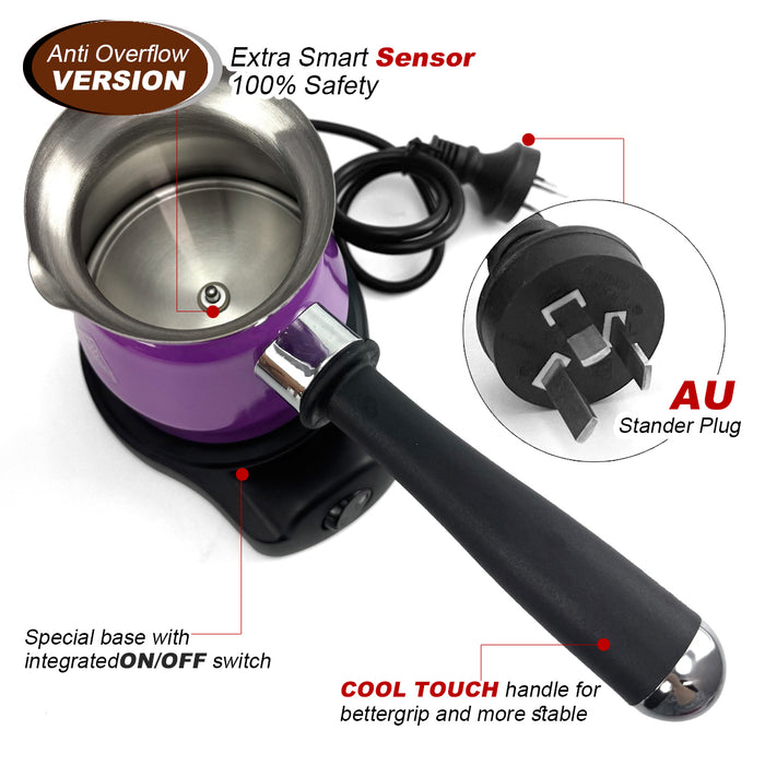 Electric Turkish Greek Arabic Coffee Maker New Automatic Sensor Anti Overflow 200ml