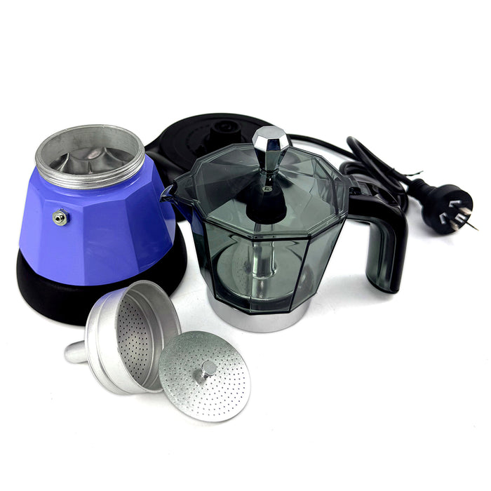 Electric Moka Coffee Maker Espresso Italian Classic Auto power off for Home 3/6Cups