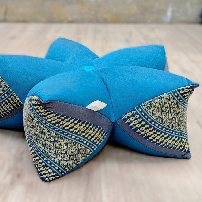 Thai 45x18 cm 5-Petal Ergo-Design Zafu Meditation Cushion BlueEle 100% Organic Kapok Fiber