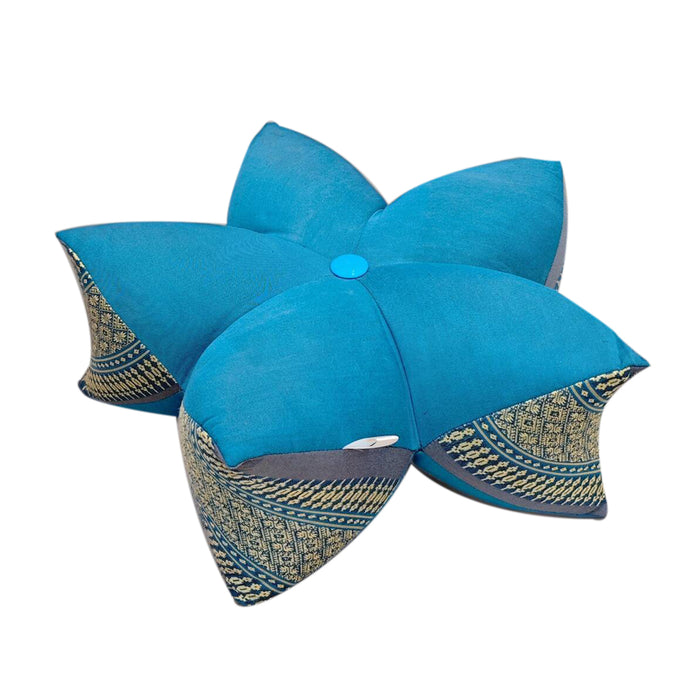 Thai 45x18 cm 5-Petal Ergo-Design Zafu Meditation Cushion BlueEle 100% Organic Kapok Fiber