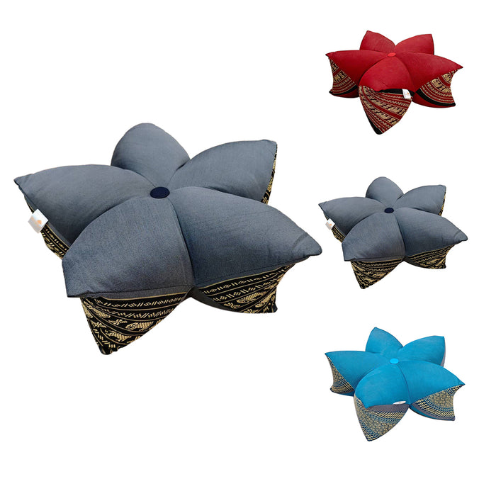Thai 45x18 cm 5-Petal Ergo-Design Zafu Meditation Cushion BlueEle 100% Organic Kapok Fiber