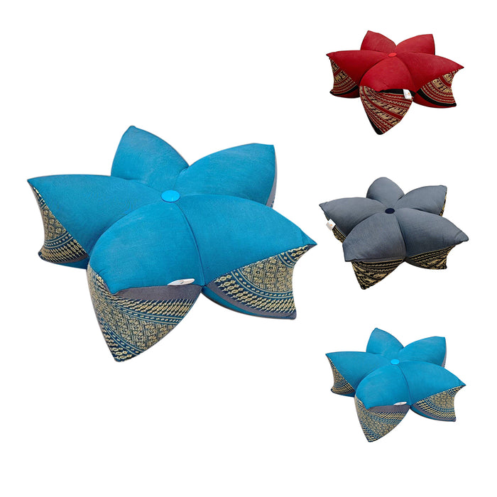Thai 45x18 cm 5-Petal Ergo-Design Zafu Meditation Cushion BlueEle 100% Organic Kapok Fiber