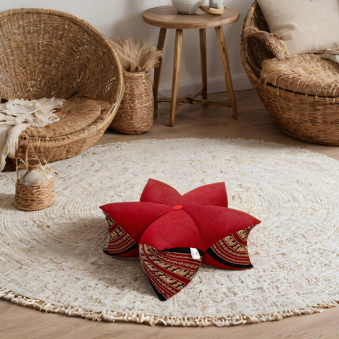 Thai 45x18 cm 5-Petal Ergo-Design Zafu Meditation Cushion BlueEle 100% Organic Kapok Fiber