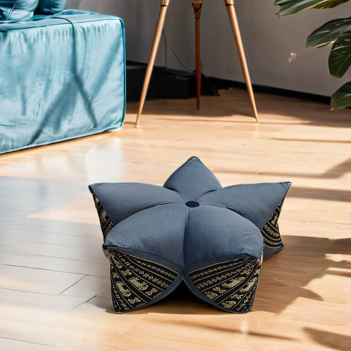 Thai 45x18 cm 5-Petal Ergo-Design Zafu Meditation Cushion BlueEle 100% Organic Kapok Fiber