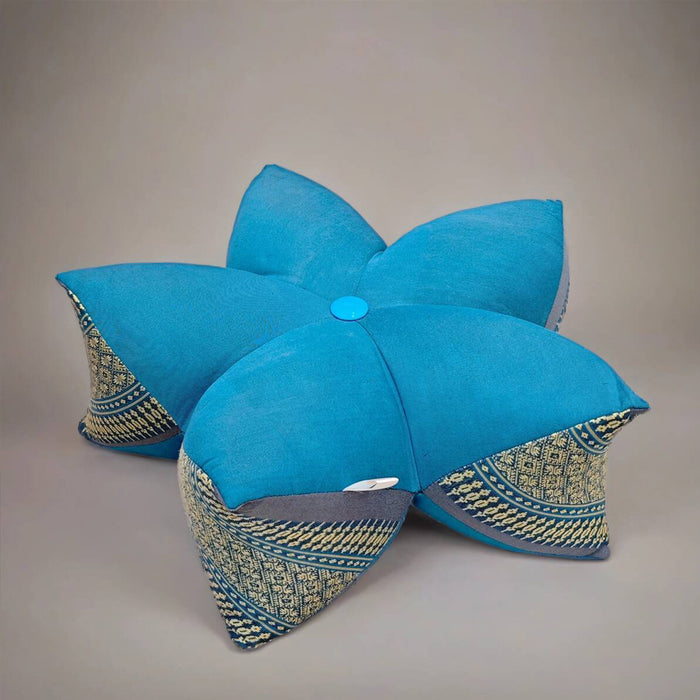 Thai 45x18 cm 5-Petal Ergo-Design Zafu Meditation Cushion BlueEle 100% Organic Kapok Fiber
