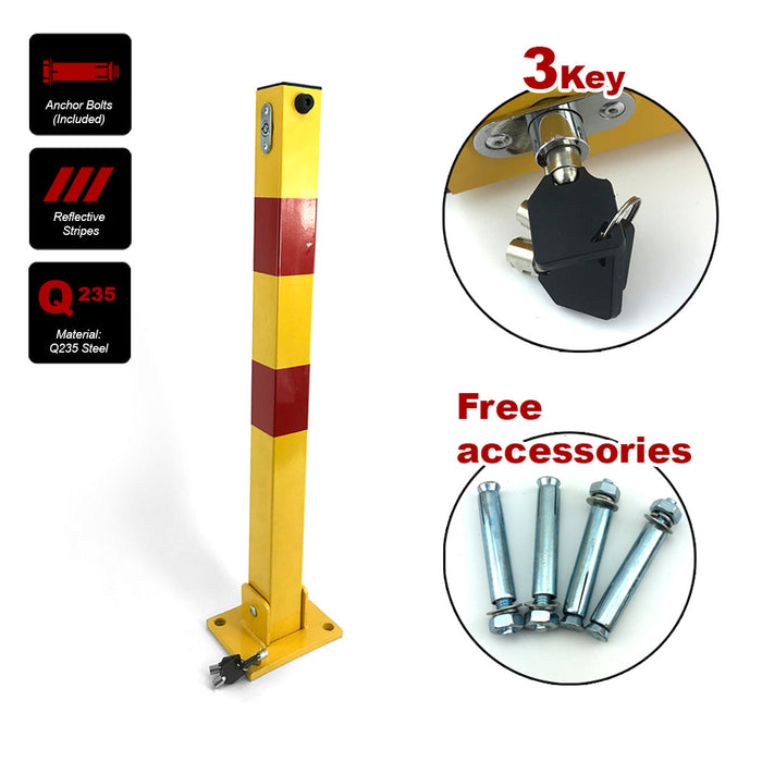 Square Heavy Duty Fold Down Security Parking Post Lock Safety Barrier 3 Keys Trade Me