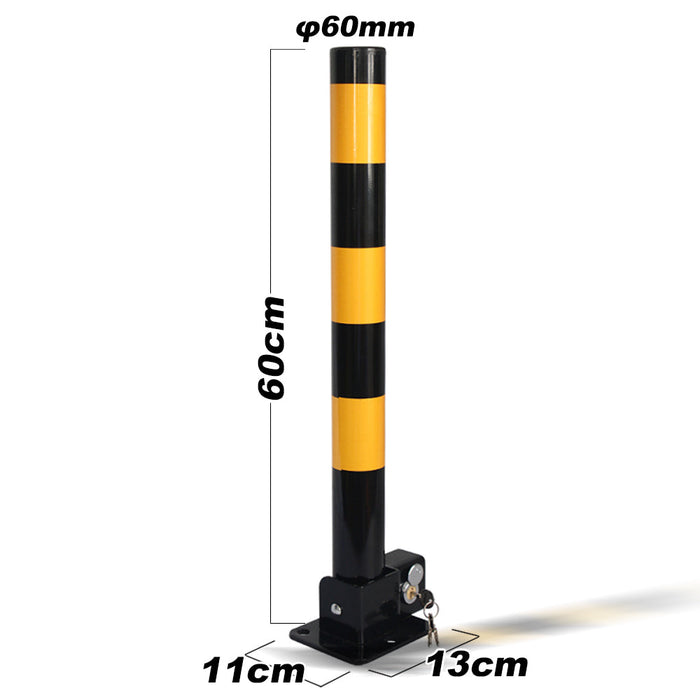 Fold Down Vehicle Parking Lock - Heavy-Duty Security Bollard - Anti-Theft Safety Barrier