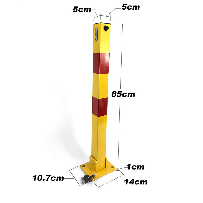 Fold Down Vehicle Parking Lock - Heavy-Duty Security Bollard - Anti-Theft Safety Barrier