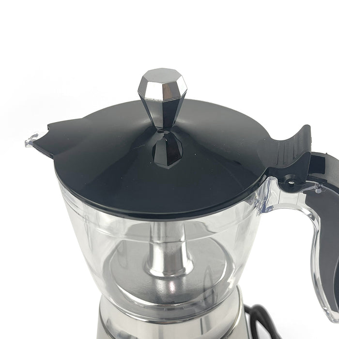 Electric Moka Coffee Maker 6 Cups Italian Classic PC Stainless Steel Espresso