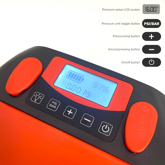HT-790 16PSI High Pressure SUP Electric & Battery Powered Air Pump 12V DC Paddle Board Auto-Off