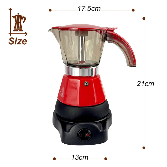 Electric Moka Coffee Maker Auto Power Off Home Espresso Italian Classic 3Cups