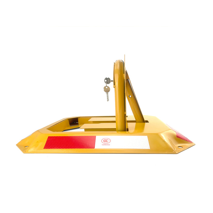 Fold Down Vehicle Parking Lock - Heavy-Duty Security Bollard - Anti-Theft Safety Barrier