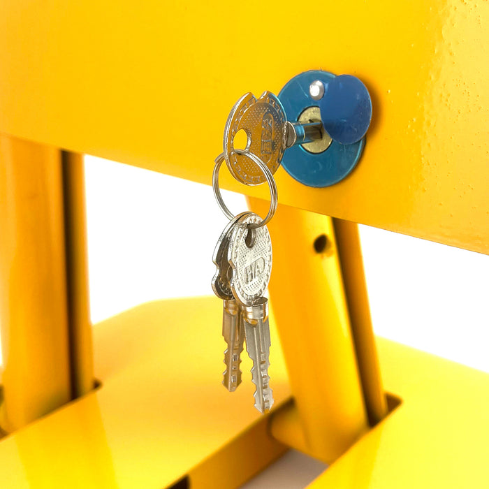 Fold Down Vehicle Parking Lock - Heavy-Duty Security Bollard - Anti-Theft Safety Barrier