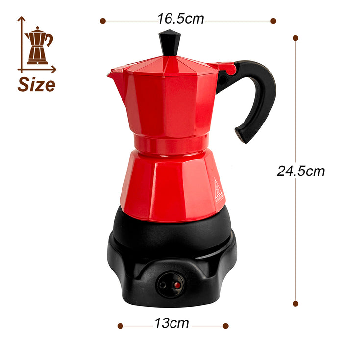 Electric Aluminium Moka Coffee Maker Espresso Italian Classic auto power off Home 3/6Cups