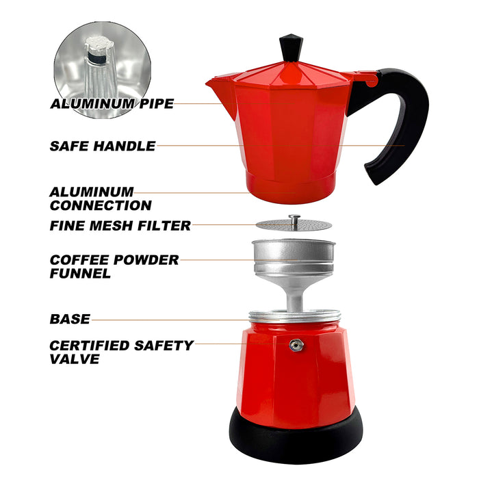 Electric Aluminium Moka Coffee Maker Espresso Italian Classic auto power off Home 3/6Cups