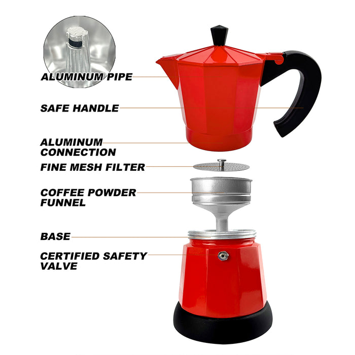 Electric Aluminium Moka Coffee Maker Espresso Italian Classic auto power off Home 3/6Cups