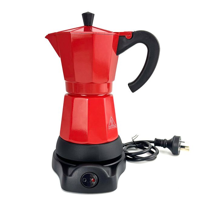 Electric Aluminium Moka Coffee Maker Espresso Italian Classic auto power off Home 3/6Cups