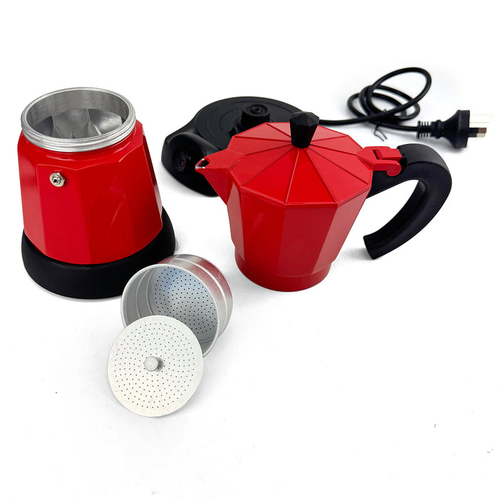 Electric Aluminium Moka Coffee Maker Espresso Italian Classic auto power off Home 3/6Cups