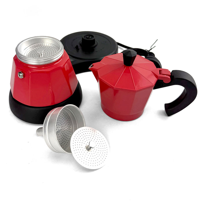 Electric Aluminium Moka Coffee Maker Espresso Italian Classic auto power off Home 3/6Cups