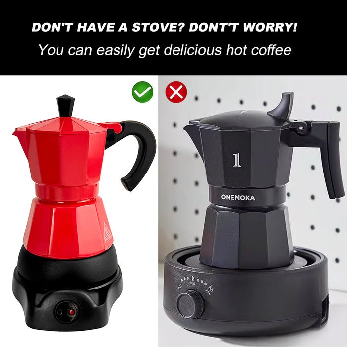 Electric Aluminium Moka Coffee Maker Espresso Italian Classic auto power off Home 3/6Cups