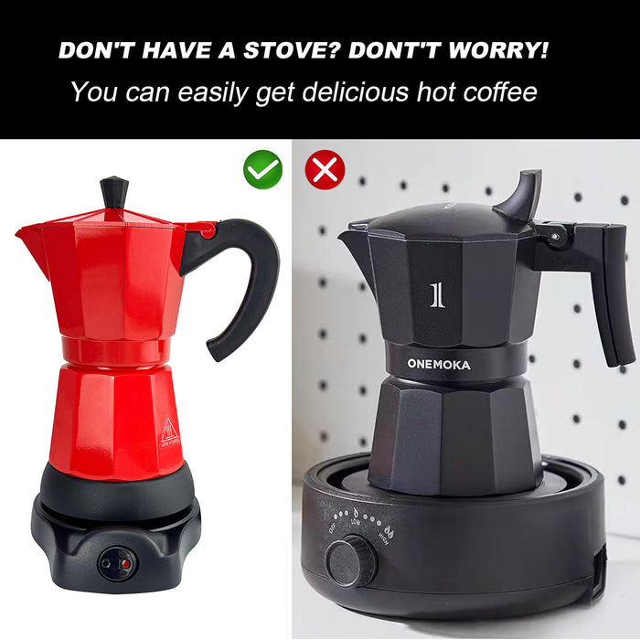 Electric Aluminium Moka Coffee Maker Espresso Italian Classic auto power off Home 3/6Cups