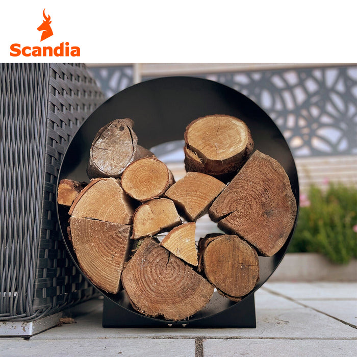 Scandia Wood Log Rack Storage Round Fireplace up to 40kg 45cm Firewood Holder