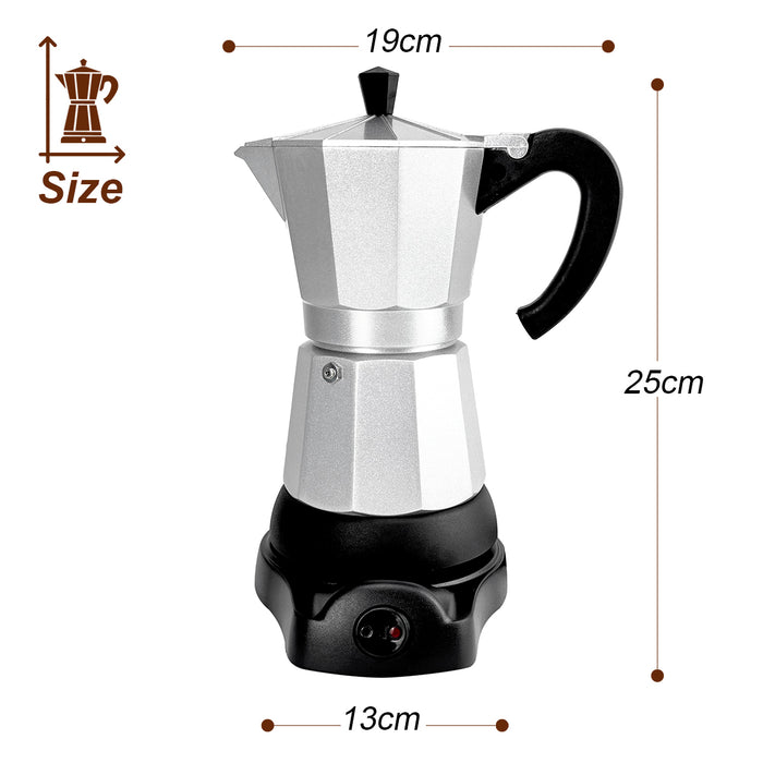 Electric Aluminium Moka Coffee Maker Espresso Italian Classic auto power off Home 3/6Cups