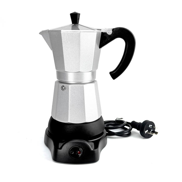 Electric Aluminium Moka Coffee Maker Espresso Italian Classic auto power off Home 3/6Cups