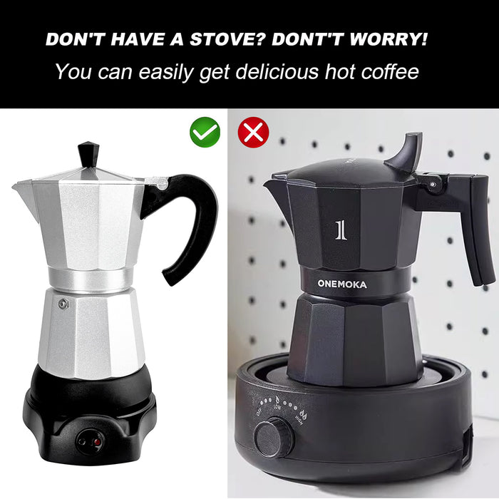 Electric Aluminium Moka Coffee Maker Espresso Italian Classic auto power off Home 3/6Cups