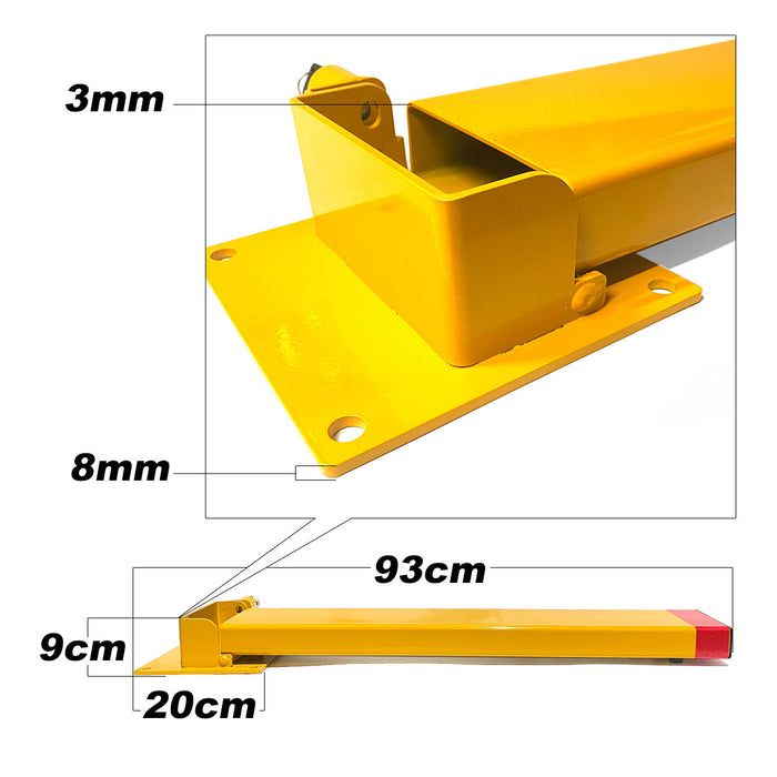 Keyed Alike Bollard Rectangle Fold Down Car Parking Lock Safety Barrier 80cm 2Key