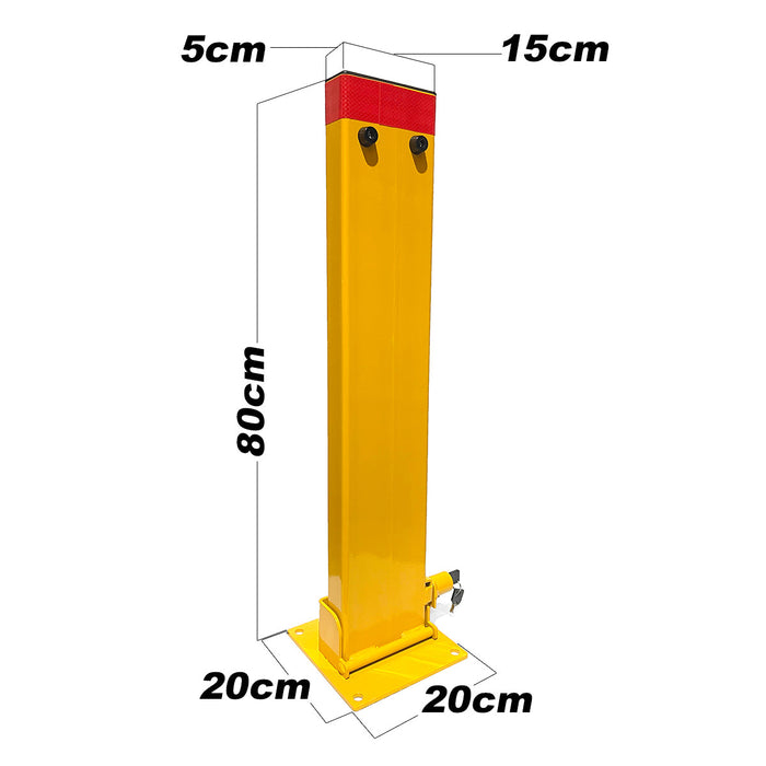 Keyed Alike Bollard Rectangle Fold Down Car Parking Lock Safety Barrier 80cm 2Key