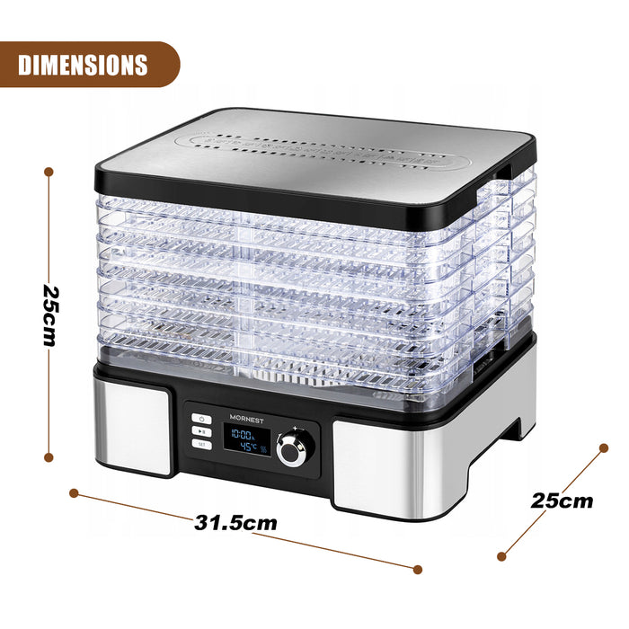 Mornest 5-Tray Food Dehydrator Machine, 400W Electric Food Dryer for Jerky, Fruits, Vegetables, Dog Treats, Herbs, Snacks - Adjustable Temperature & 24H Timer, LCD Display, Silicone Tongs Included