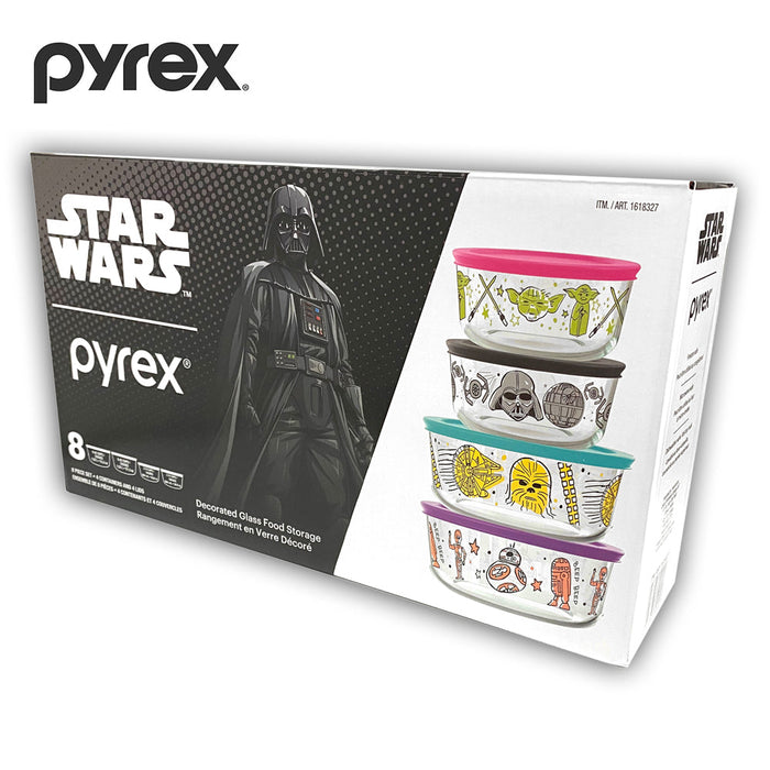 Pyrex 8pcs Glass Food Storage lock Containers with lid Hello Kitty / Star Wars / Mickey Mouse