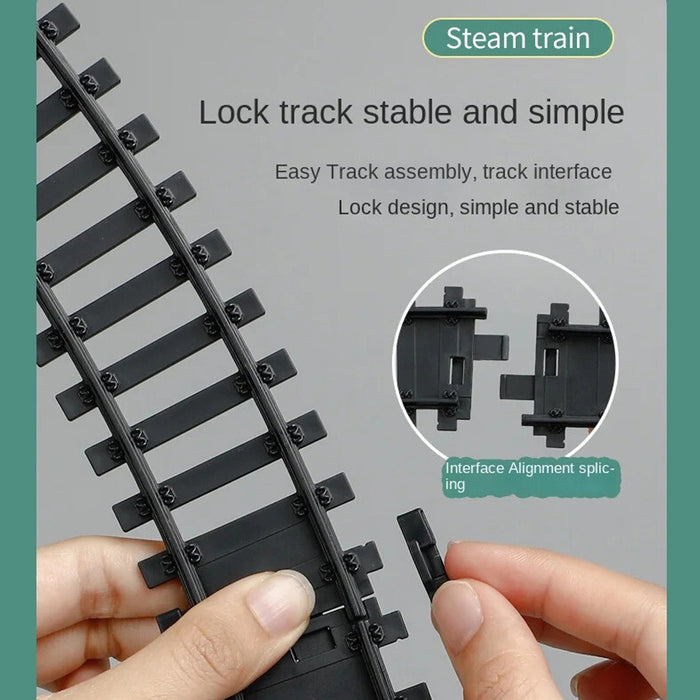 Electric Steam Train Tracks Model Sound Light Smoke System Toys 88pcs Vehicle Rail Track Classical Train Series with Smokes Light & Sound Under The Christmas Tree Steam Train Toy Set