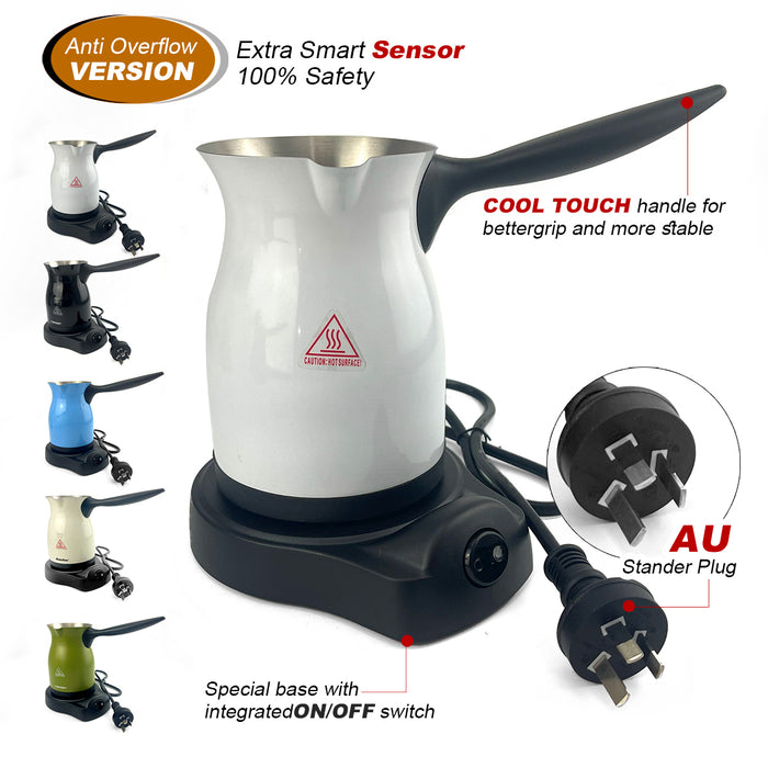 Mornest Electric Turkish Greek Arabic Coffee Maker Automatic Sensor Anti Overflow 220ml