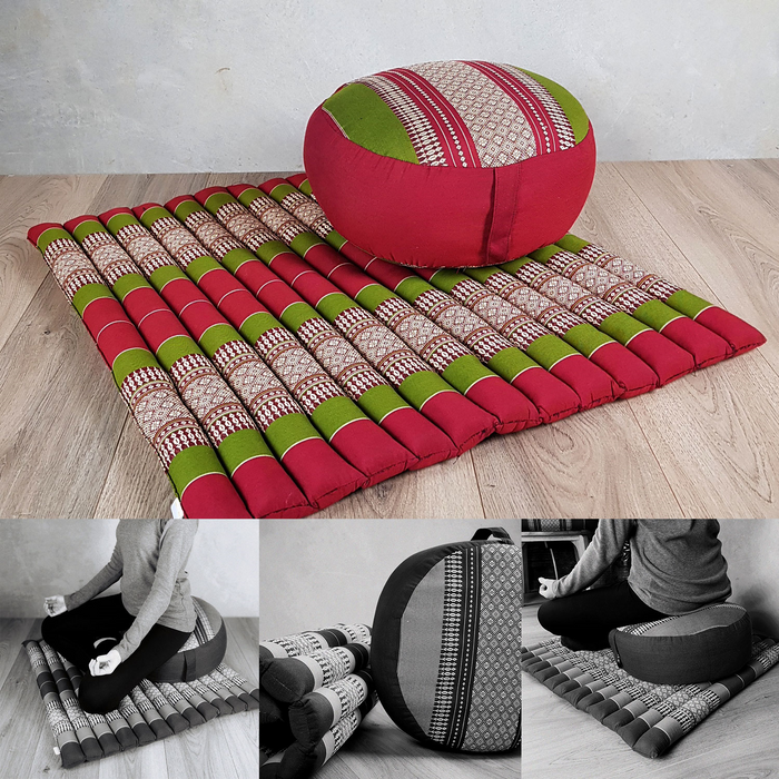 Thai Handmade 100% Kapok Cotton Zafu & Zabuton Meditation Set 5 Colour