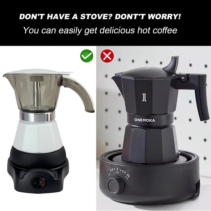 Electric Moka Coffee Maker Auto Power Off Home Espresso Italian Classic 3Cups