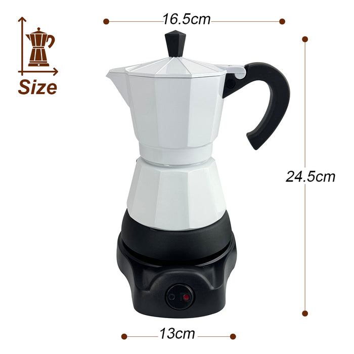 Electric Aluminium Moka Coffee Maker Espresso Italian Classic auto power off Home 3/6Cups