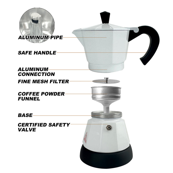 Mornest Electric Aluminium Moka Coffee Maker Espresso Italian Classic auto power off Home 3/6Cups Trade Me