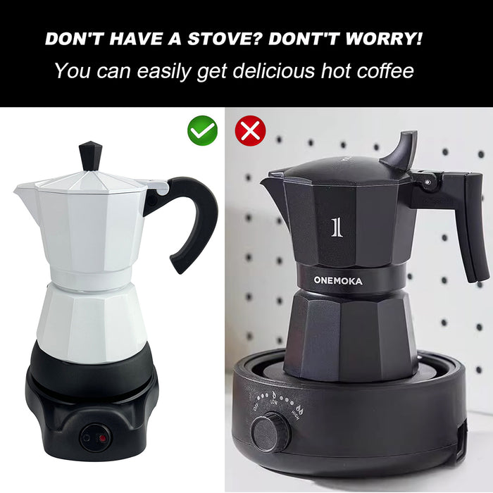 Electric Aluminium Moka Coffee Maker Espresso Italian Classic auto power off Home 3/6Cups