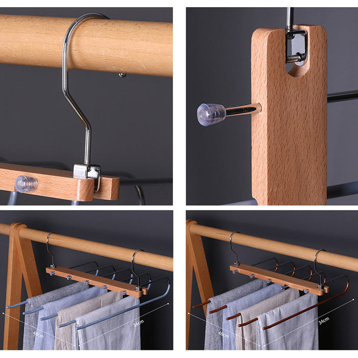5in1 Wooden & Solid Metal Magic Hanger Pant Clothes Tie Rack Save Space Non Slip Trade Me