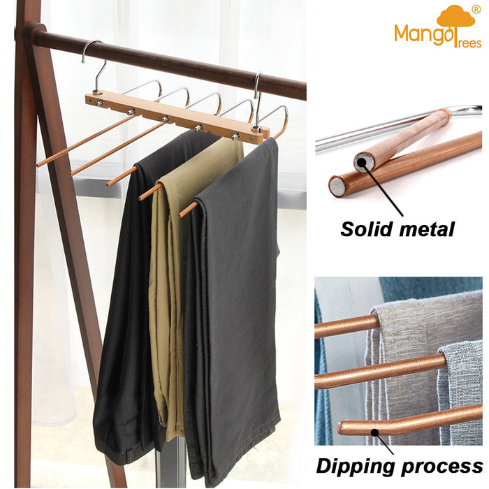 5in1 Wooden & Solid Metal Magic Hanger Pant Clothes Tie Rack Save Space Non Slip Trade Me