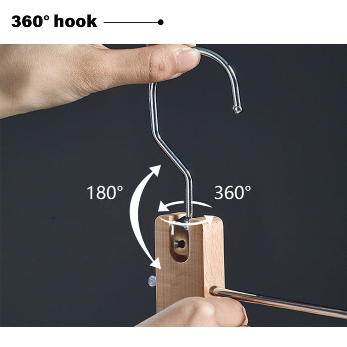 5in1 Wooden & Solid Metal Magic Hanger Pant Clothes Tie Rack Save Space Non Slip Trade Me
