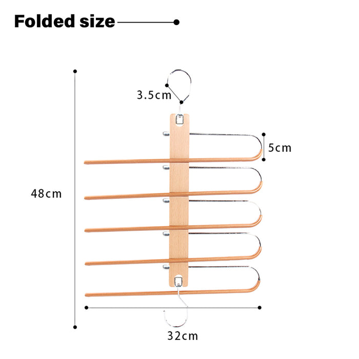 5in1 Wooden & Solid Metal Magic Hanger Pant Clothes Tie Rack Save Space Non Slip Trade Me