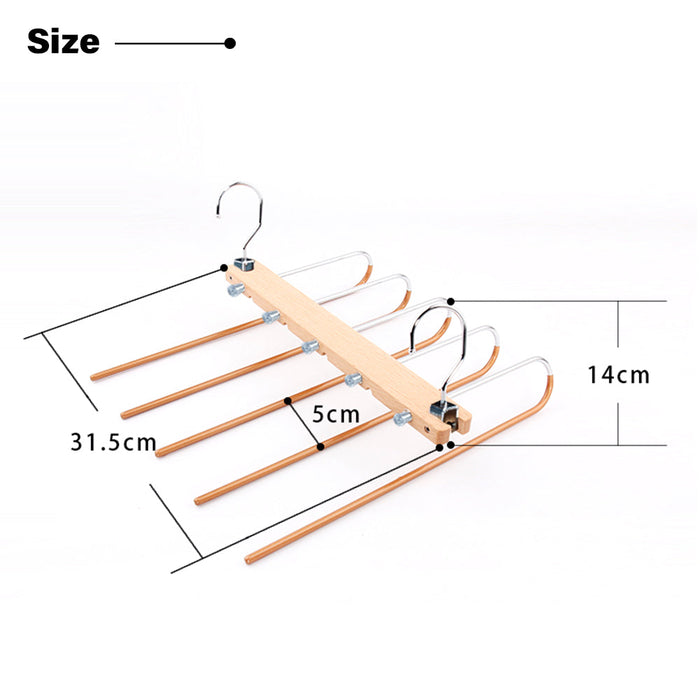 5in1 Wooden & Solid Metal Magic Hanger Pant Clothes Tie Rack Save Space Non Slip Trade Me